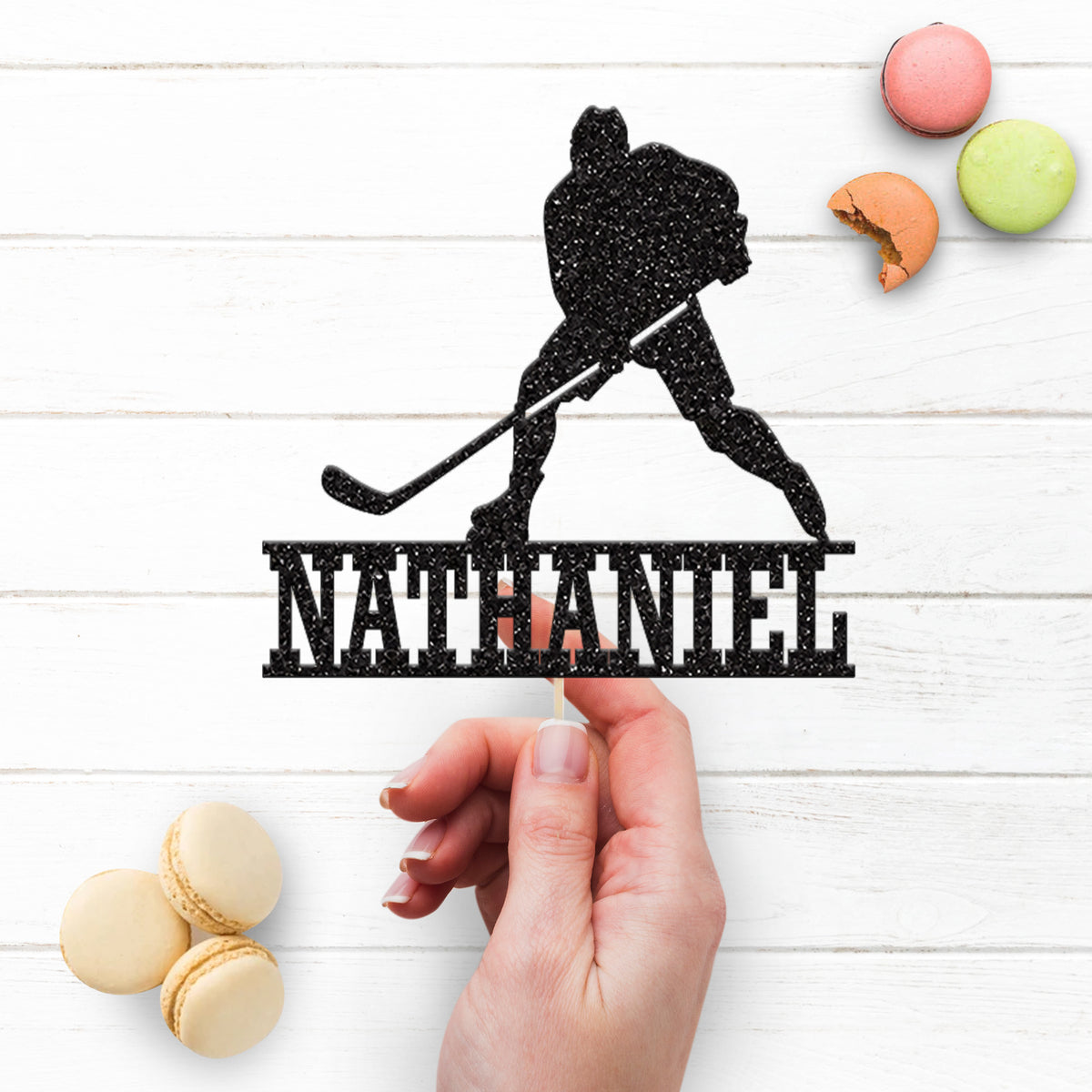 Personalised Ice Hockey Cake Topper with Name - view 3