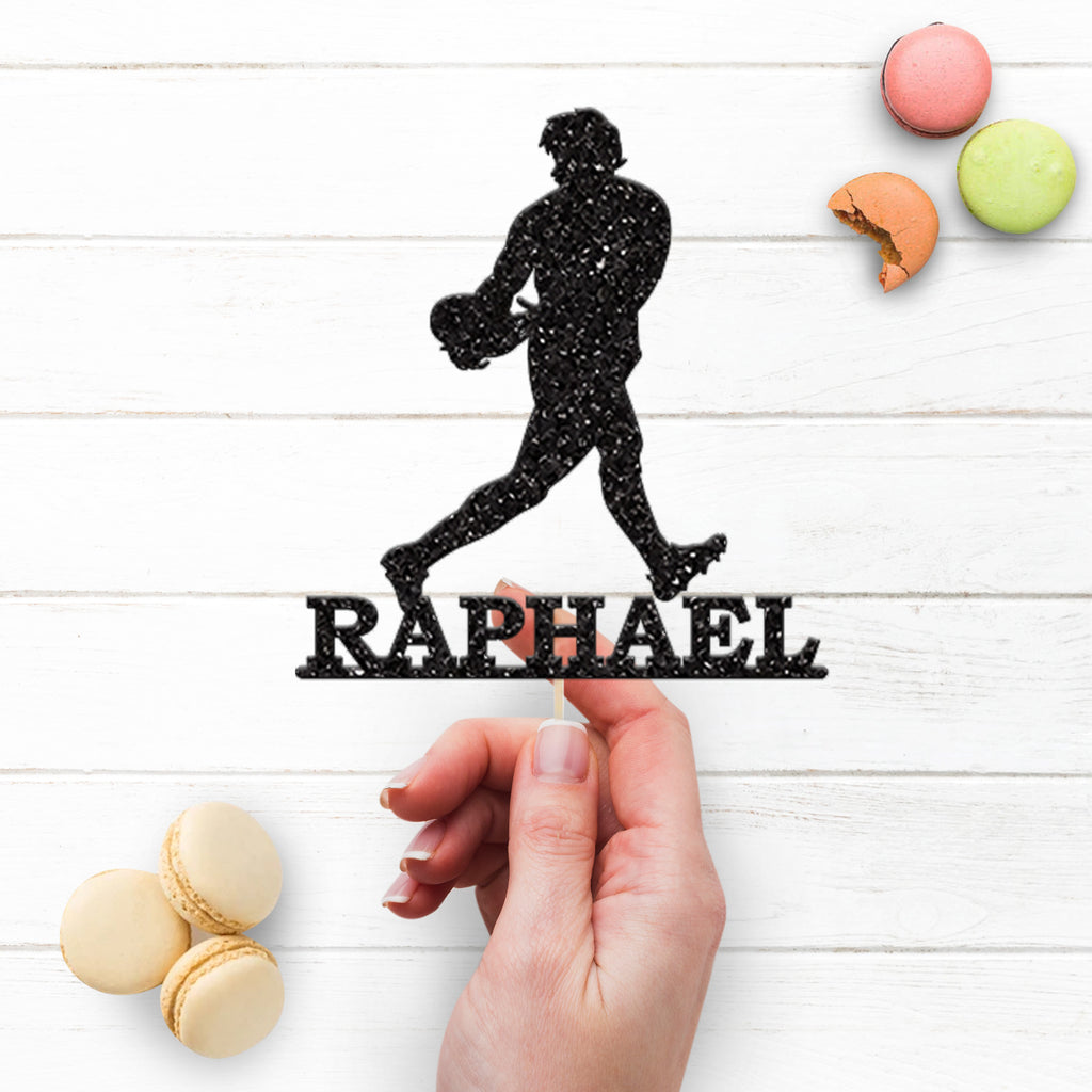 Personalised Rugby Player Cake Topper with Name - view 3