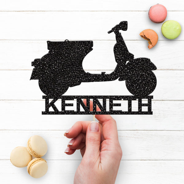Personalised Retro Scooter Cake Topper with Name - view 3