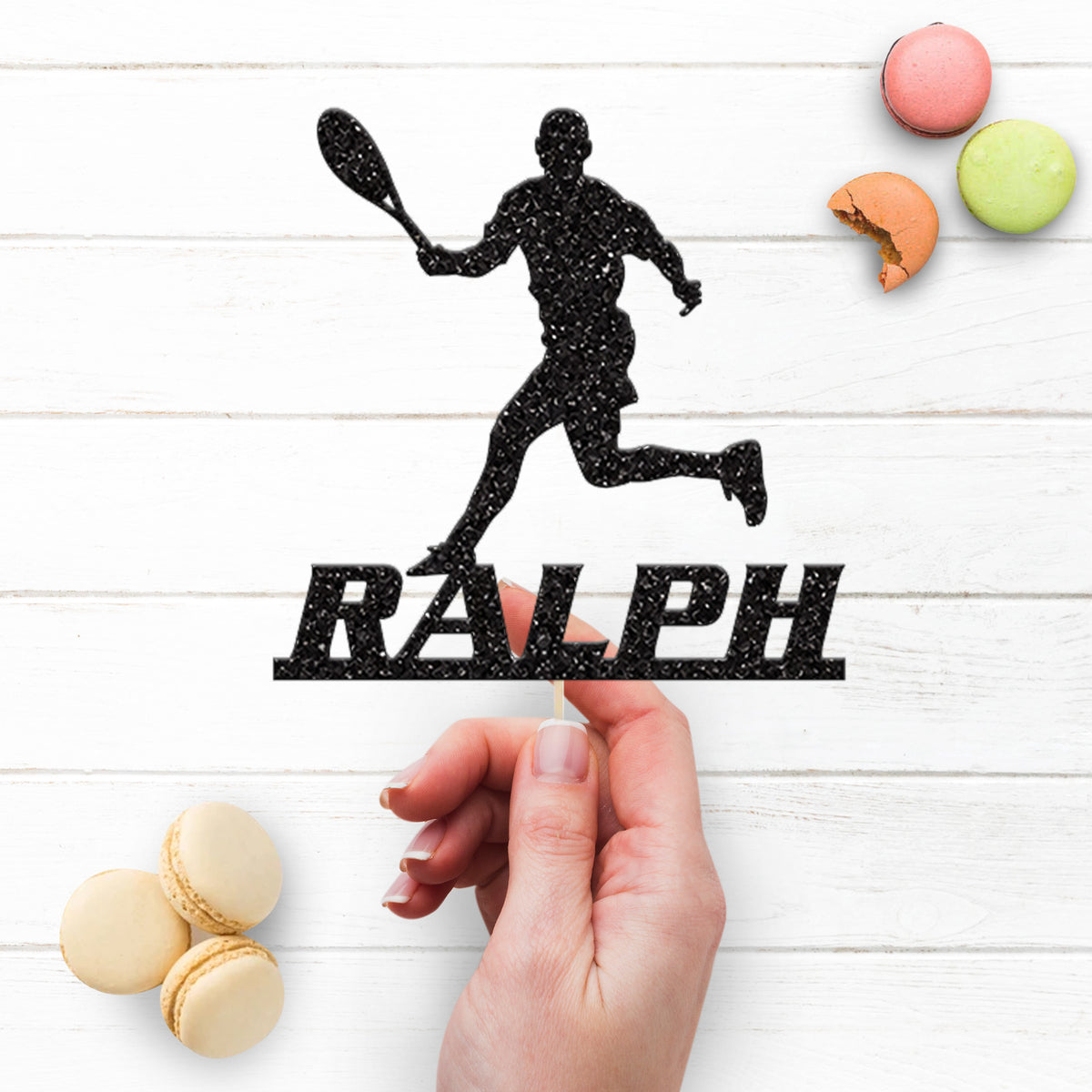 Personalised Racket Sports Cake Topper with Name - view 3