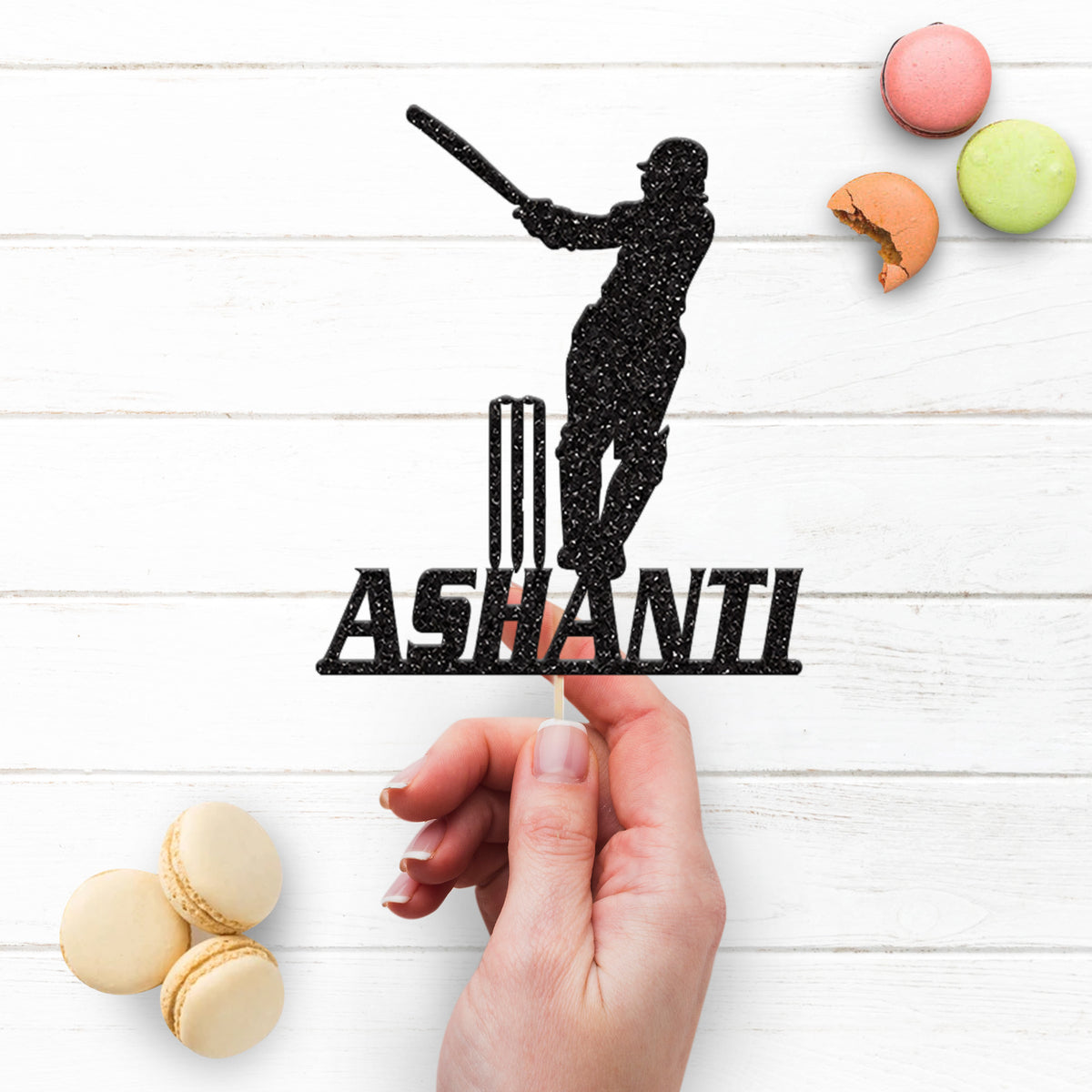 Personalised Cricket Player Cake Topper with Name - view 3