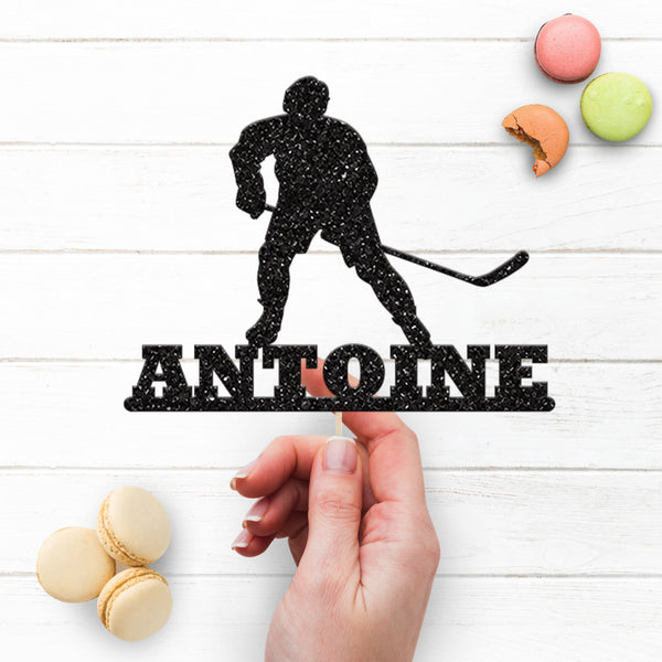 Personalised Hockey Player Cake Topper with Name - view 3