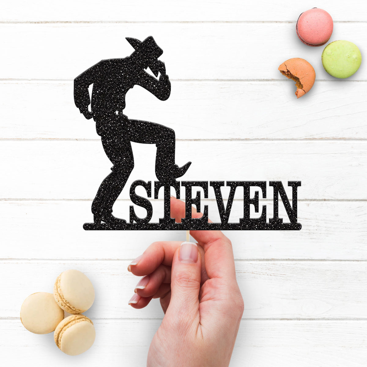 Personalised Dancing Cowboy Cake Topper with Name - view 3