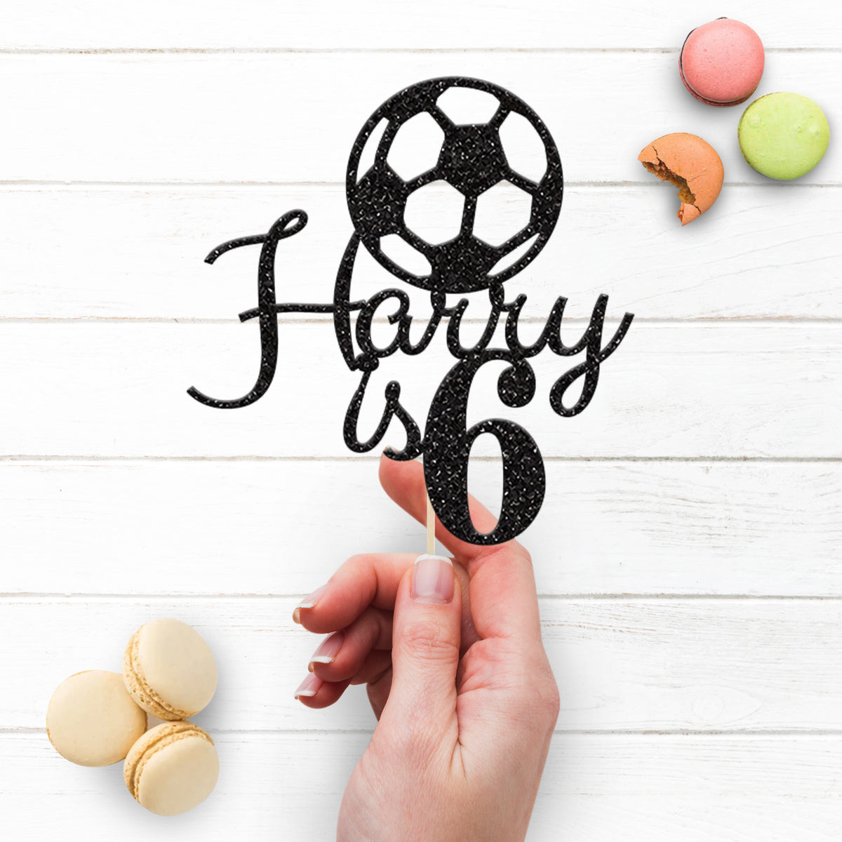 Personalised Football Birthday Cake Topper Any Age and Name - view 3