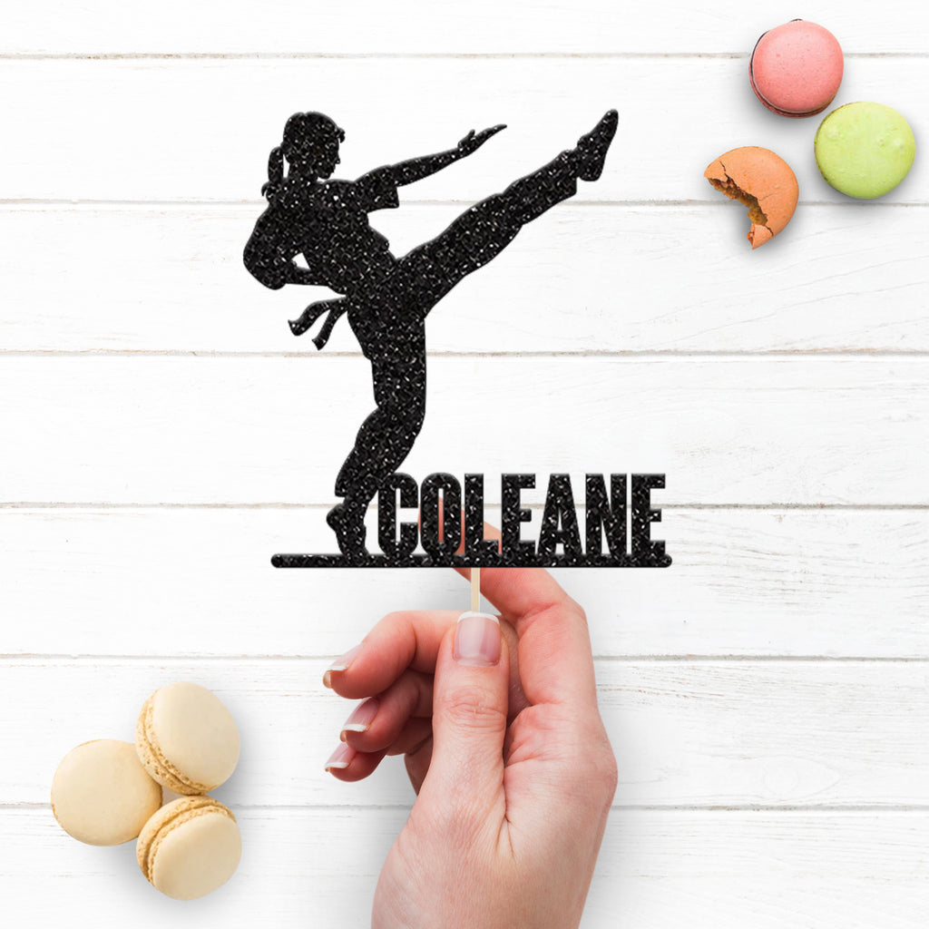 Personalised Karate Cake Topper with Name - view 3