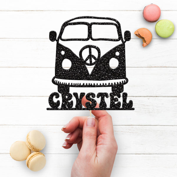Personalised Retro Camper Van Cake Topper with Name - view 3