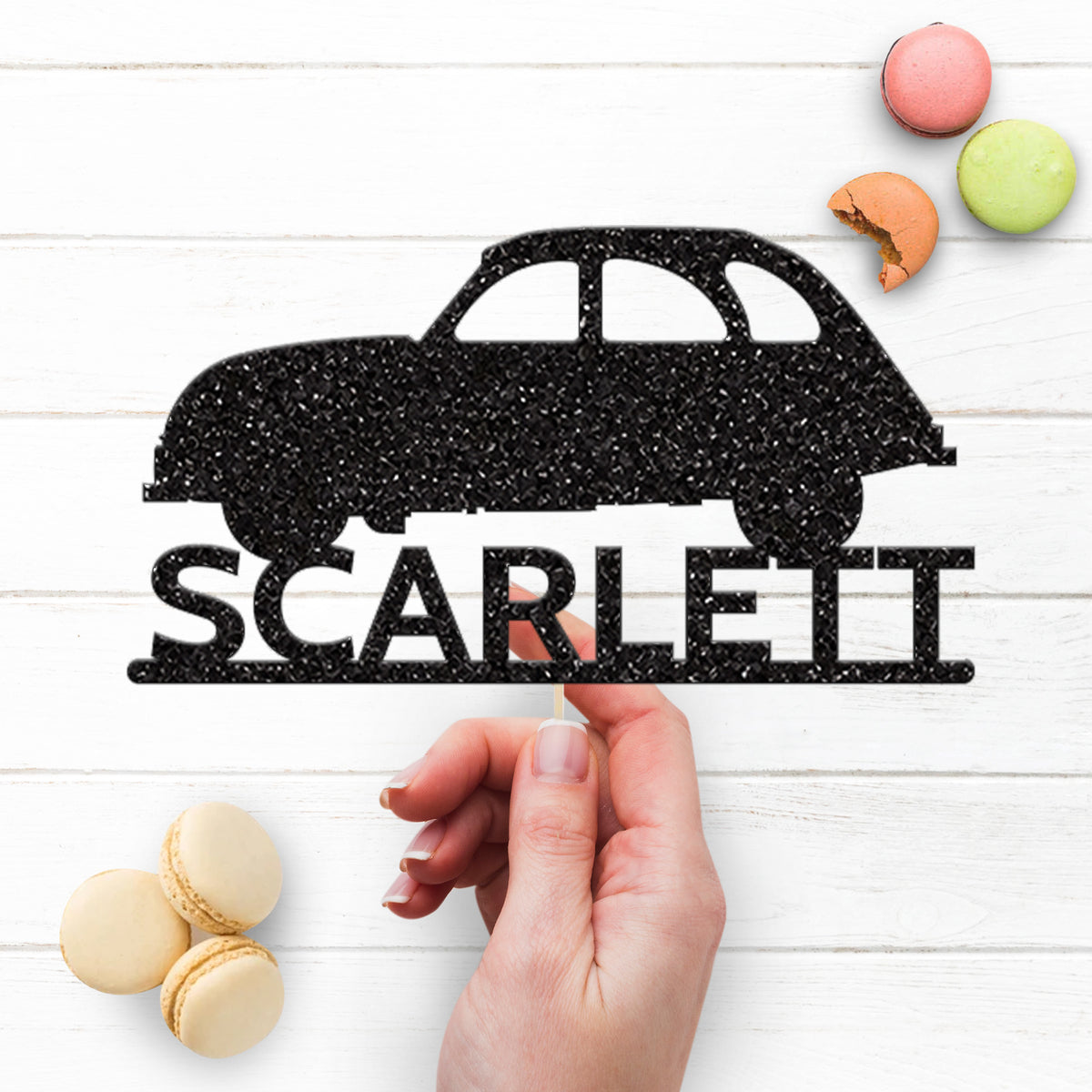 Personalised Retro Car Cake Topper with Name - view 3