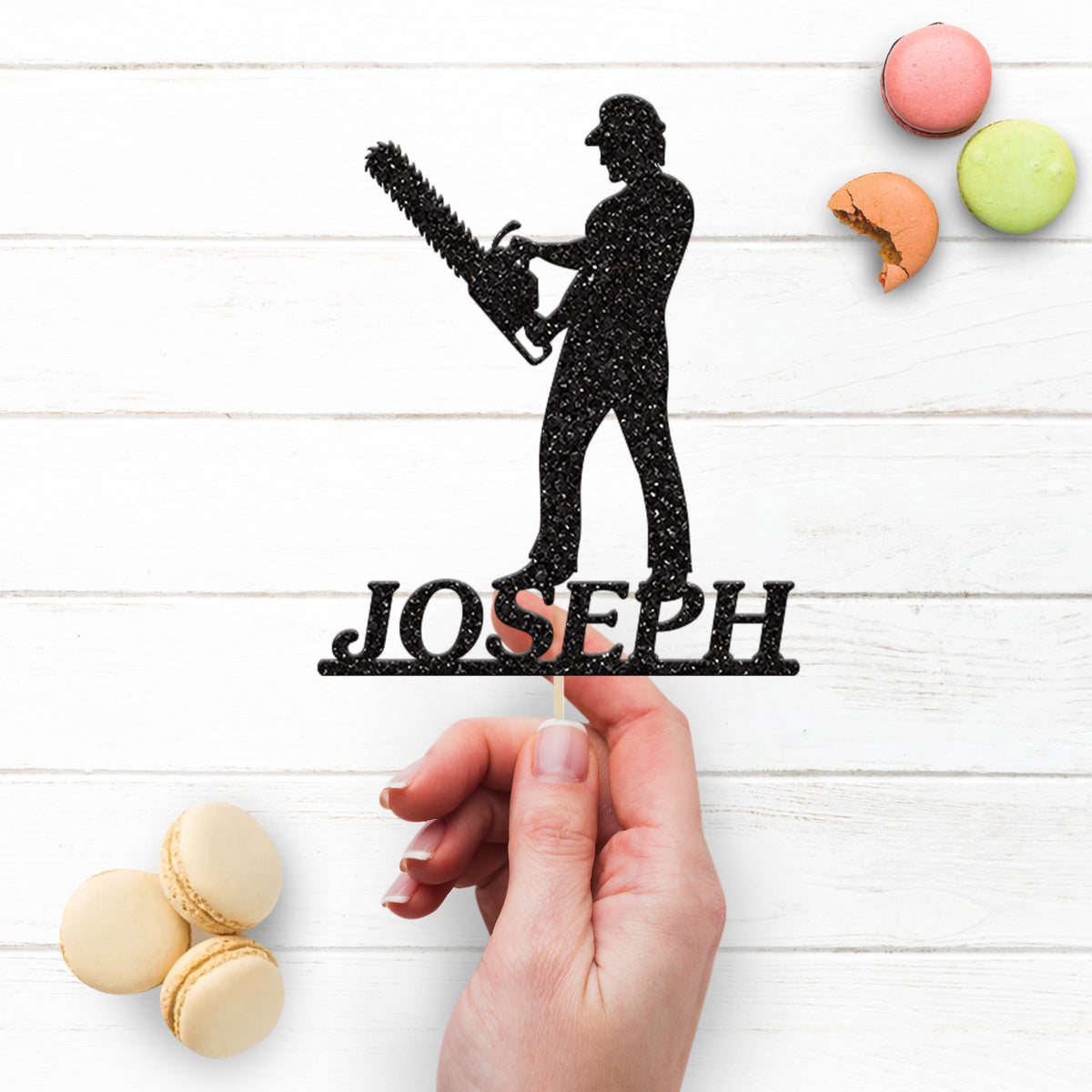 Personalised Chainsaw Operator Cake Topper – Name - view 3