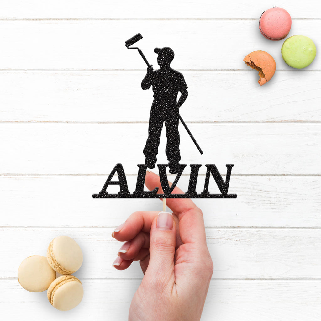 Personalised Painter and Decorator Cake Topper with Name - view 3