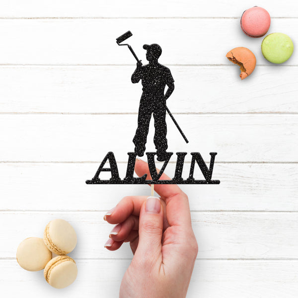 Personalised Painter and Decorator Cake Topper with Name - view 3