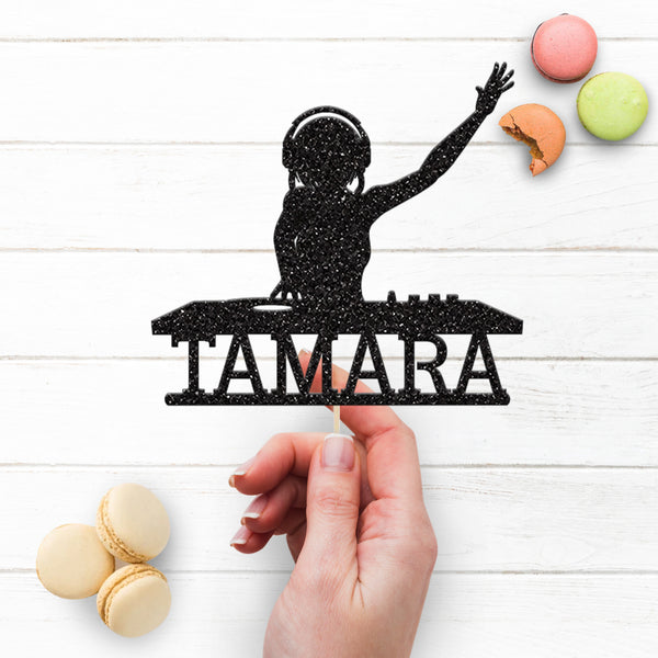 Personalised Female DJ Cake Topper with Name - view 3