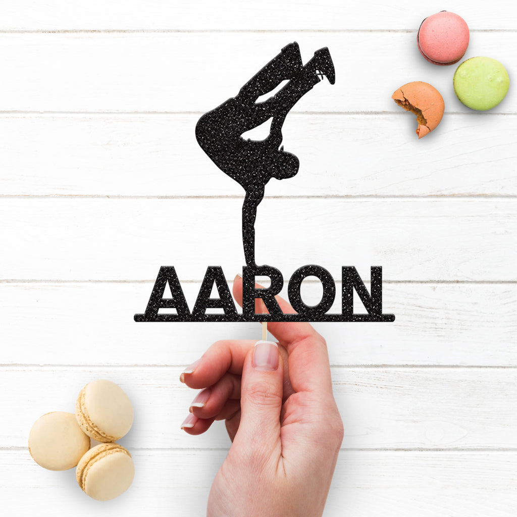 Personalised Breakdancer Cake Topper with Name - view 3