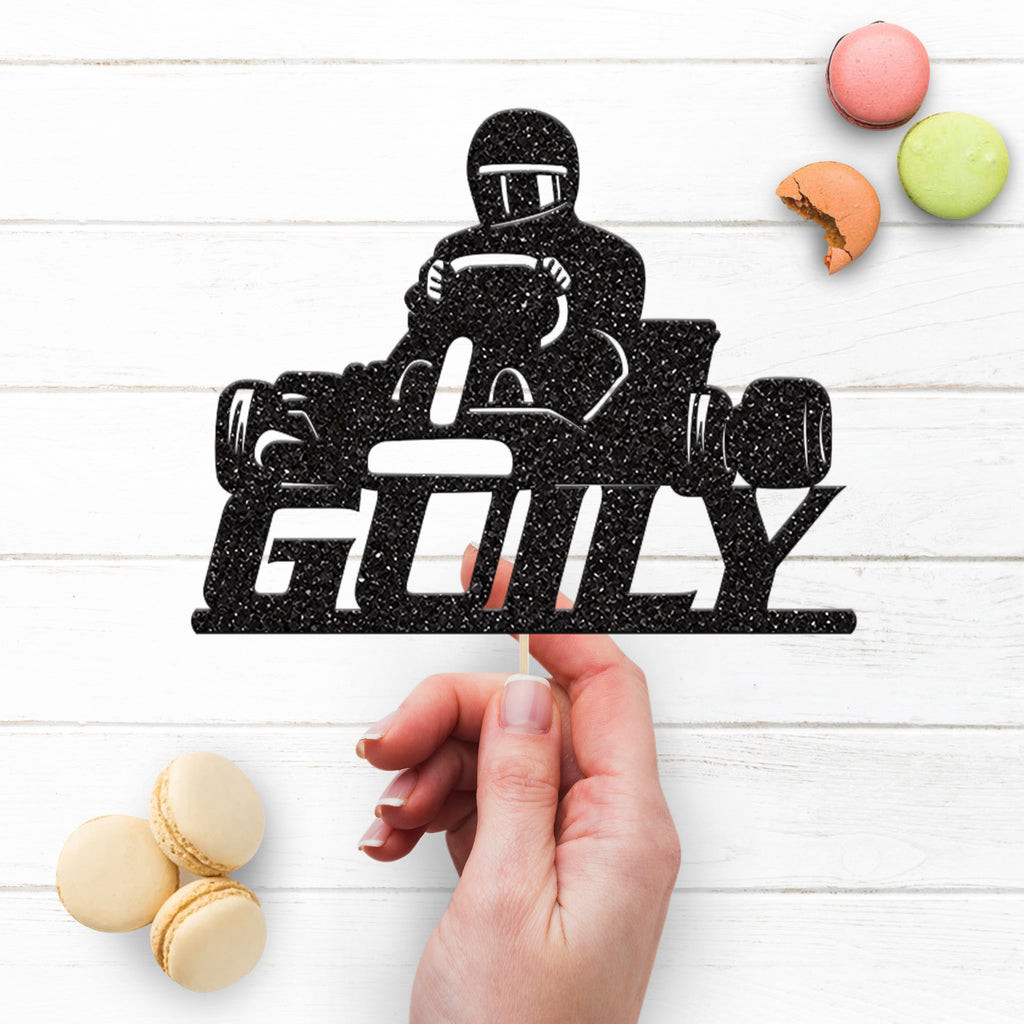 Personalised Go Kart Racing Cake Topper with Name - view 3