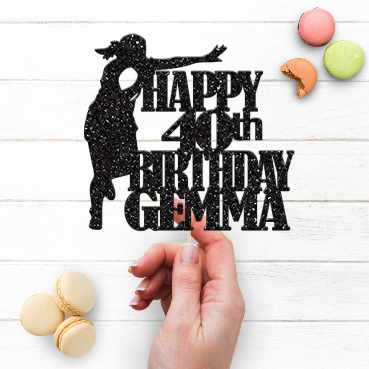 Personalised Female Rugby Player Birthday Cake Topper Any Age and Name - view 3