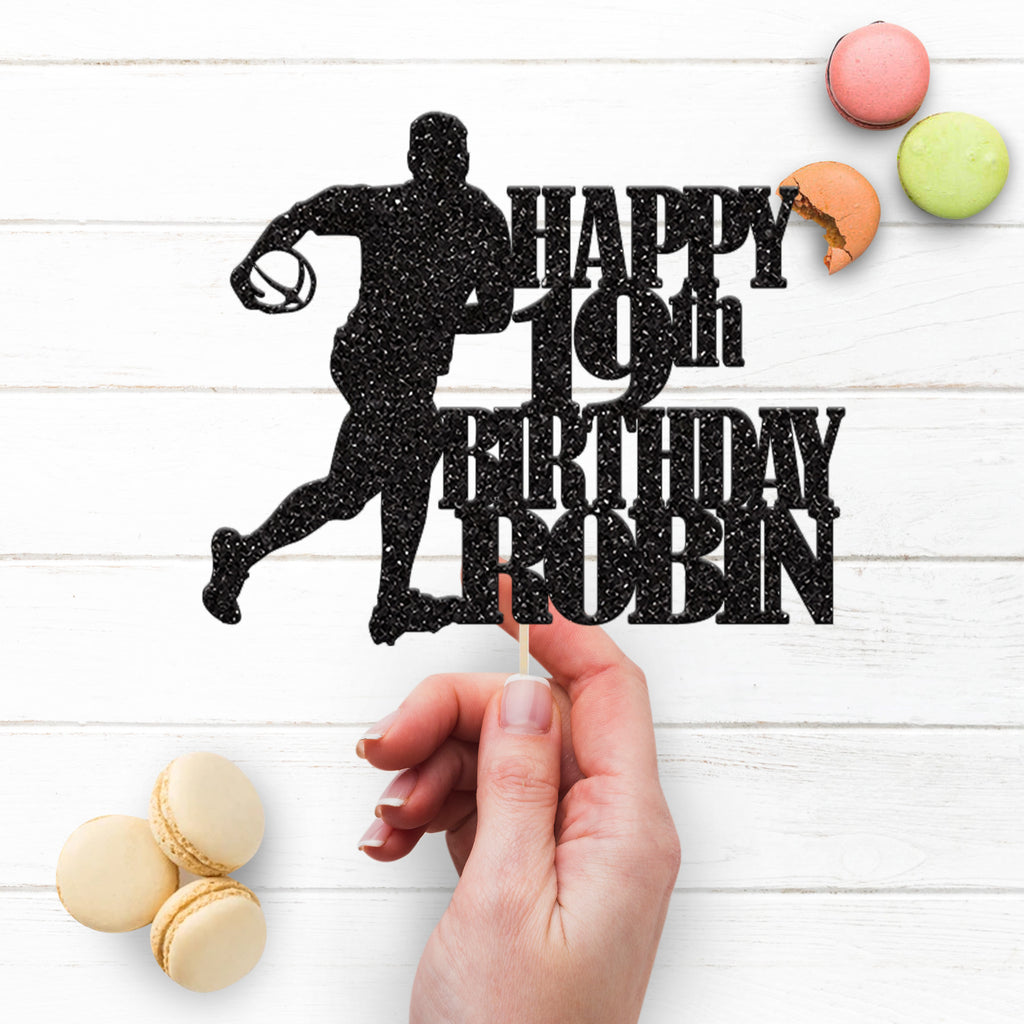Personalised Rugby Player Birthday Cake Topper Any Age and Name - view 3
