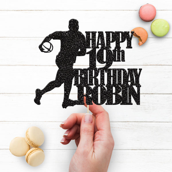 Personalised Rugby Player Birthday Cake Topper Any Age and Name - view 3