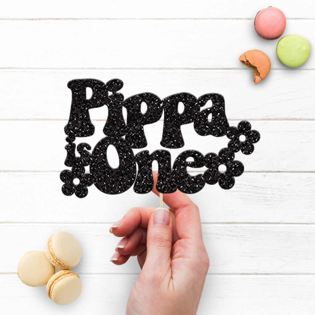 Personalised Retro Flowers First Birthday Cake Topper with Name - view 3