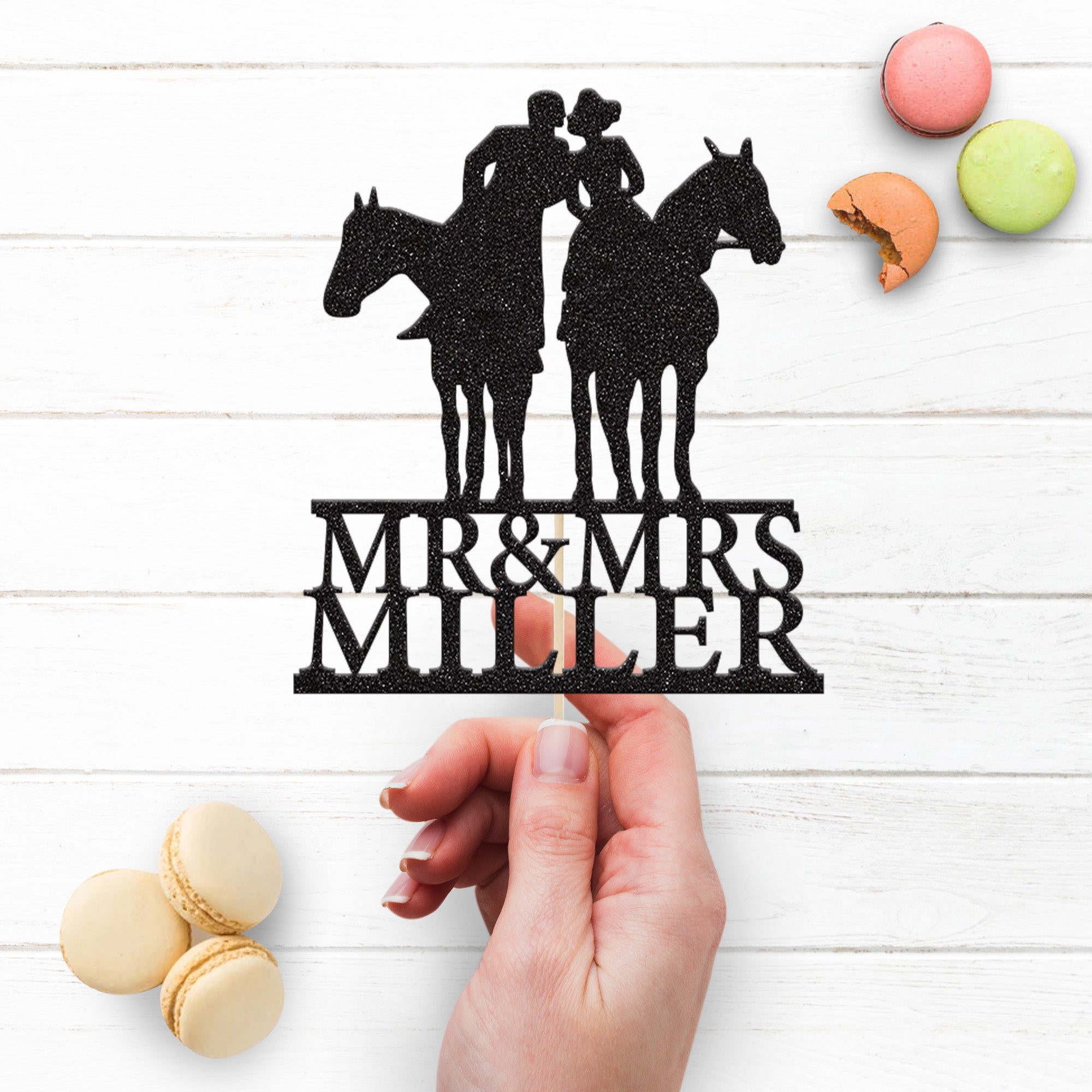Personalised Horse Riding Couple Wedding Cake Topper – Surname Secondary image