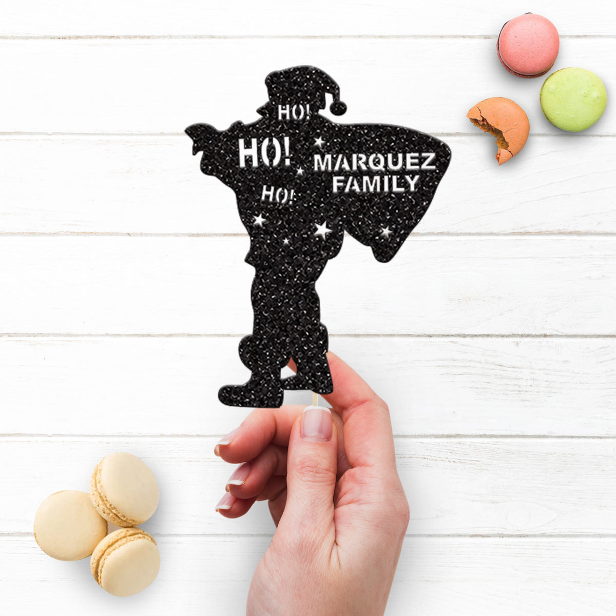Personalised Santa Christmas Cake Topper with Family Name - view 3