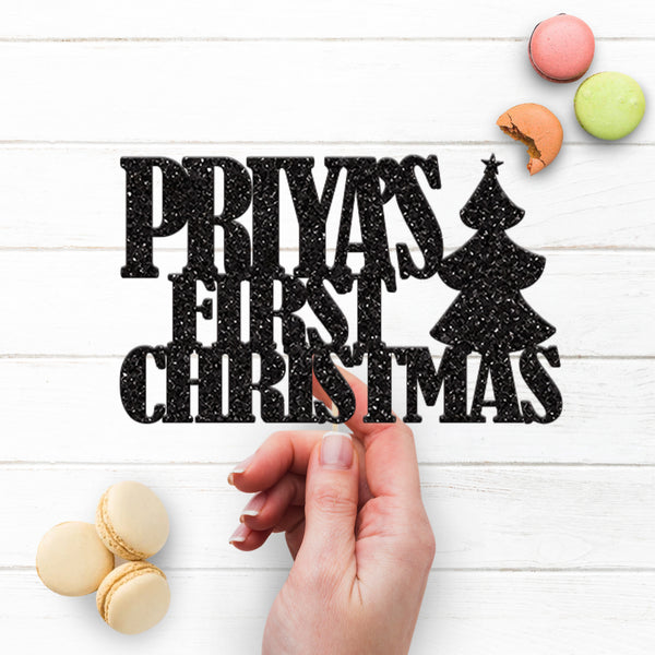 Personalised First Christmas Tree Cake Topper with Name - view 3