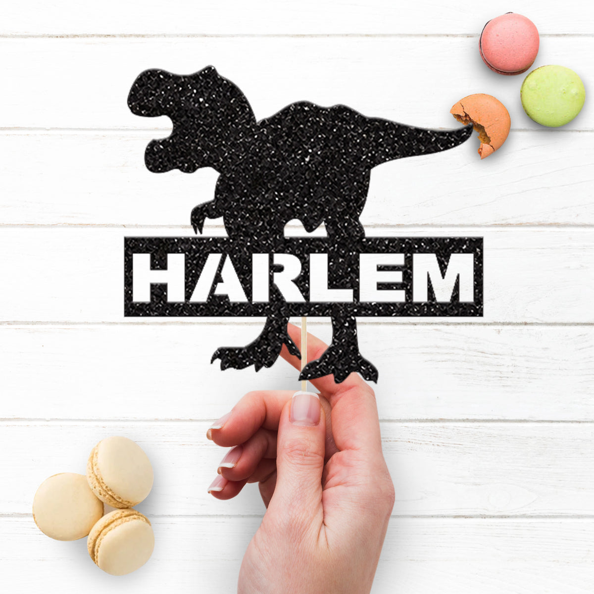 Personalised Roaring Dinosaur Cake Topper with Name - view 3
