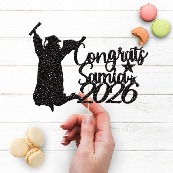 Personalised Graduation Congratulations Cake Topper with Name and Year - view 3