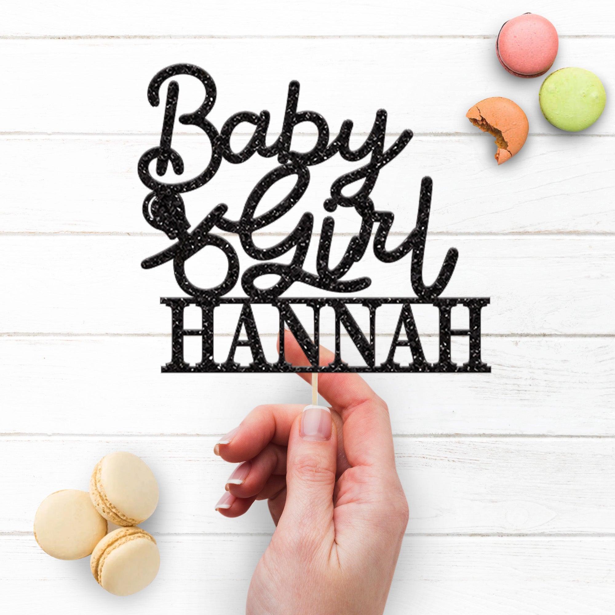 Personalised Baby Girl Cake Topper – Name Secondary image