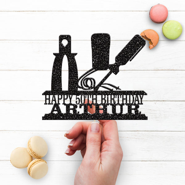 Personalised Electrician Birthday Cake Topper Any Age and Name - view 3