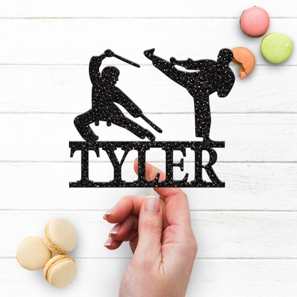 Personalised Martial Arts Cake Topper with Name - view 3