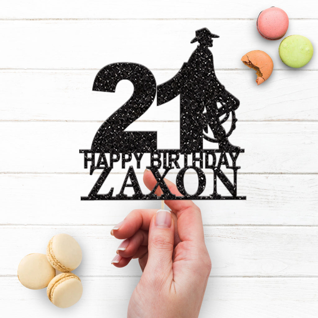 Personalised Cowboy Birthday Cake Topper Any Age and Name - view 3