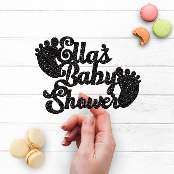 Personalised Baby Feet Baby Shower Cake Topper with Name - view 3
