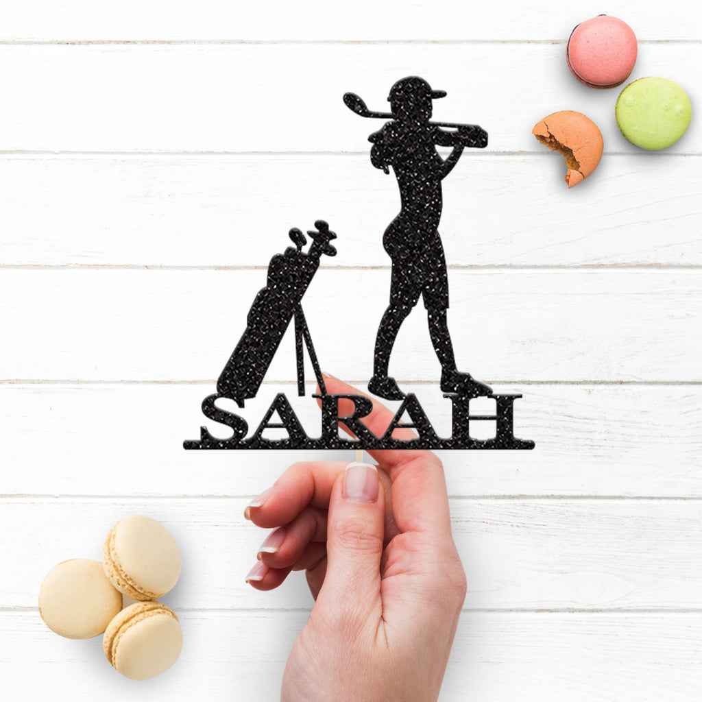Personalised Female Golfer Cake Topper with Name - view 3