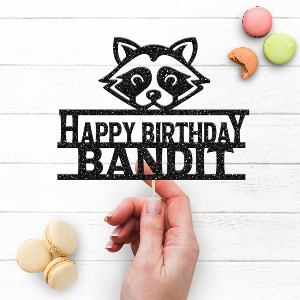 Personalised Raccoon Birthday Cake Topper with Name - view 3