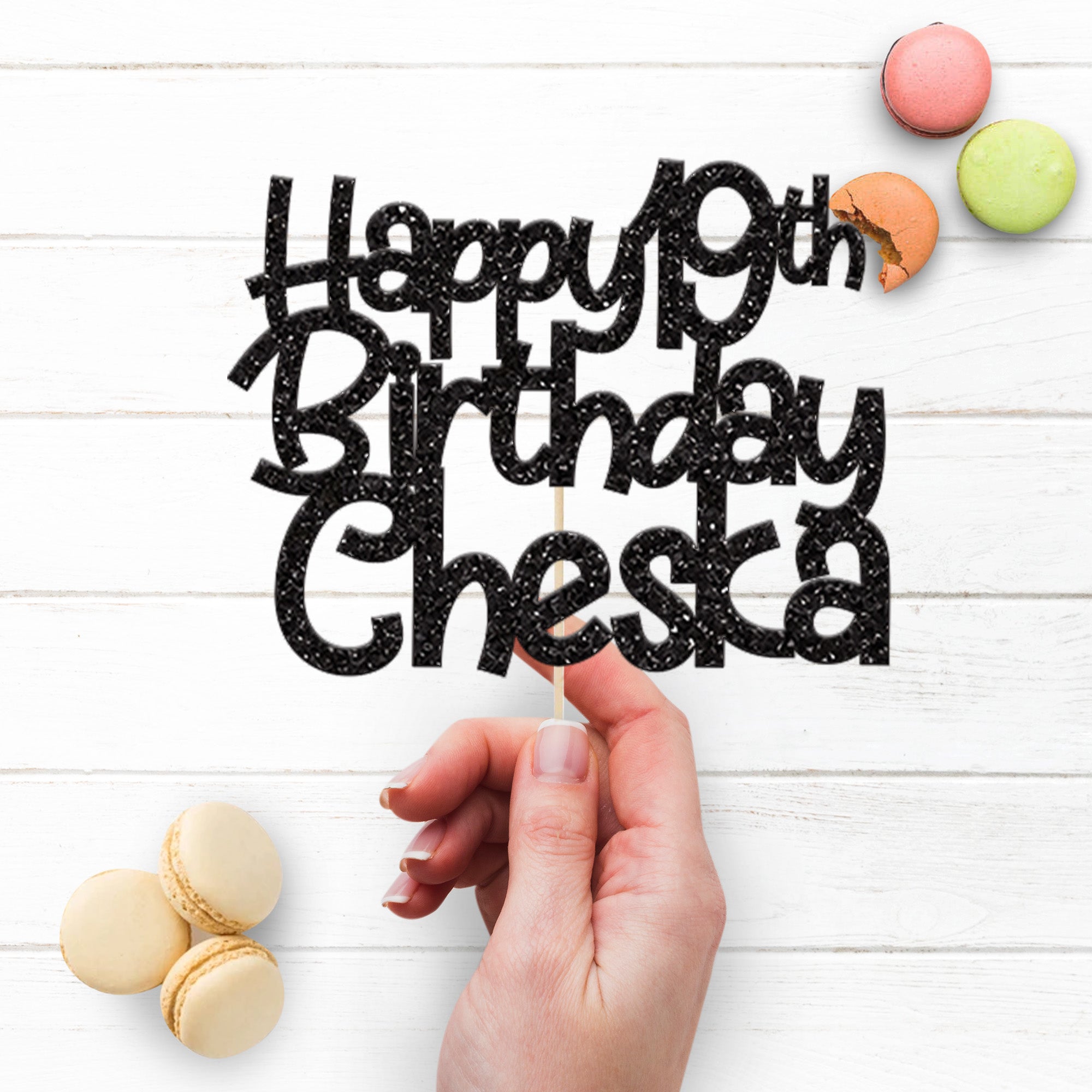 Personalised Rounded Script Cake Topper – Name & Age Secondary image
