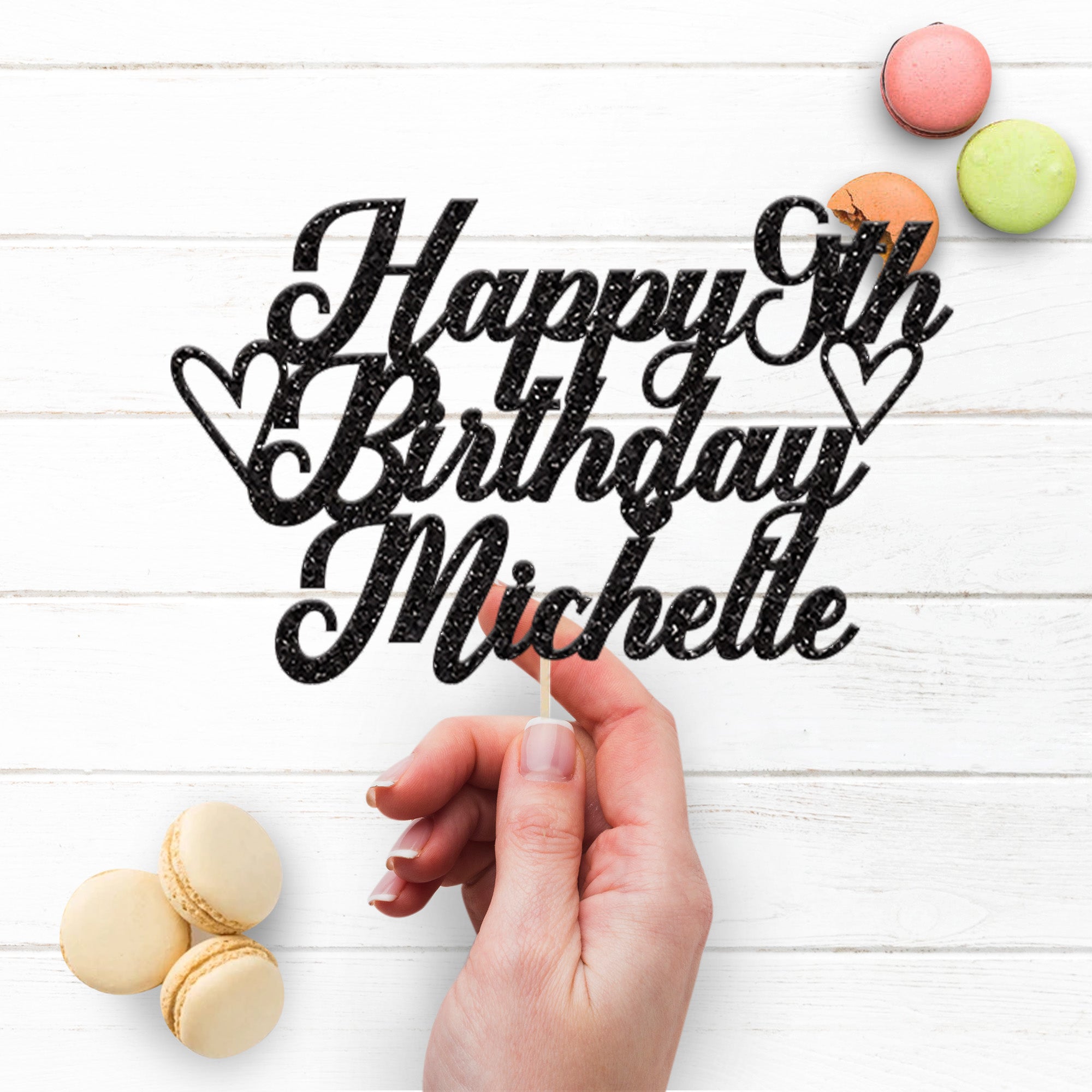 Personalised Hearts Cake Topper – Name & Age Secondary image
