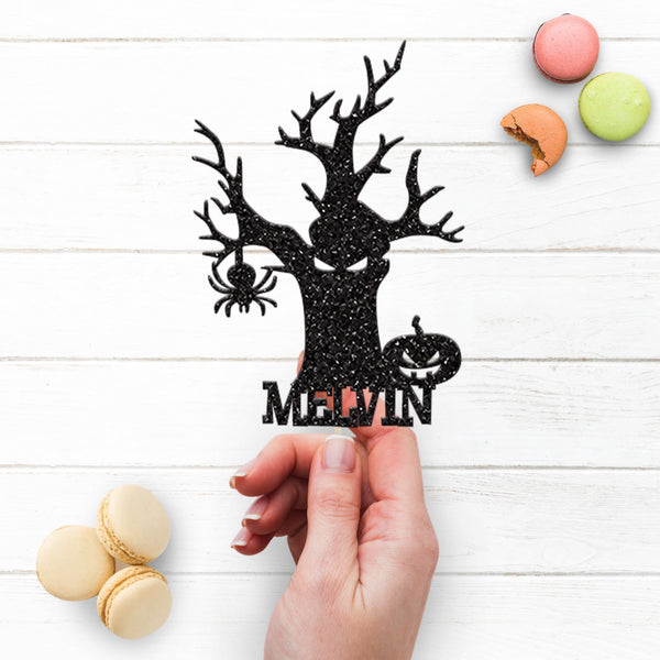 Personalised Halloween Tree Cake Topper with Name - view 3