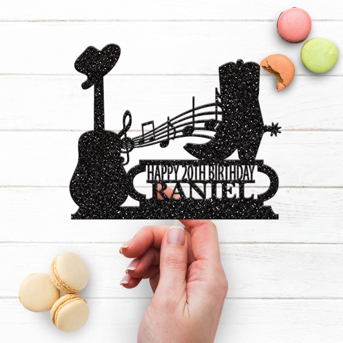Personalised Country Music Cowboy Birthday Cake Topper Any Age and Name - view 3
