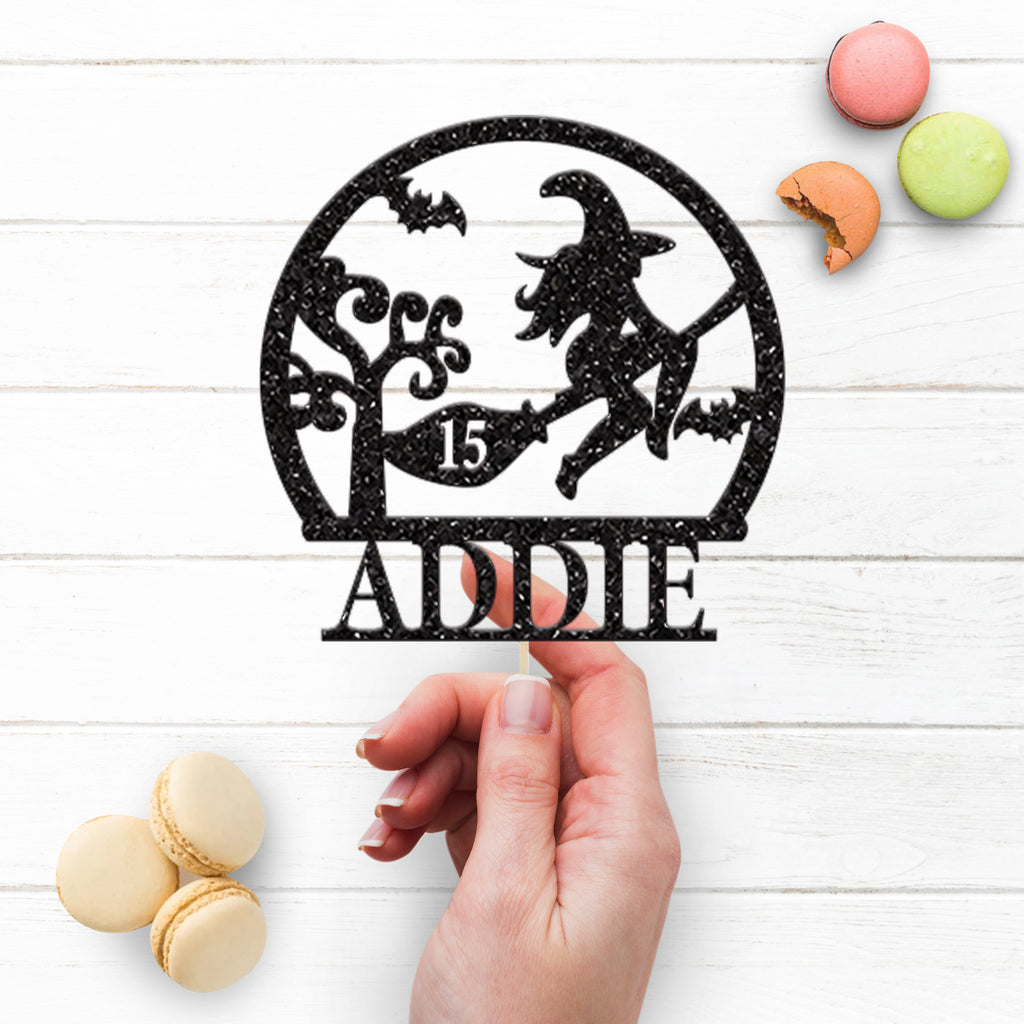 Personalised Halloween Witch Birthday Cake Topper Any Age and Name - view 3