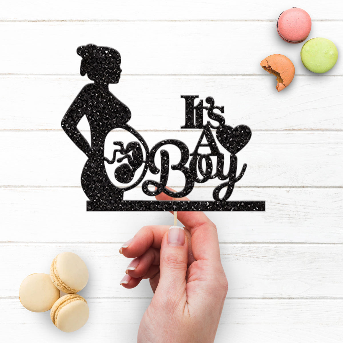It Is a Boy Expecting Mother Baby Shower Cake Topper - view 3