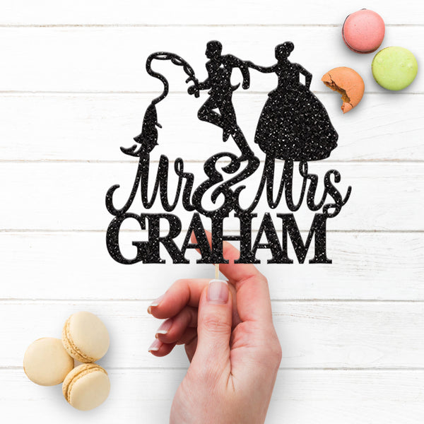 Personalised Fishing Couple Wedding Cake Topper with Surname - view 3