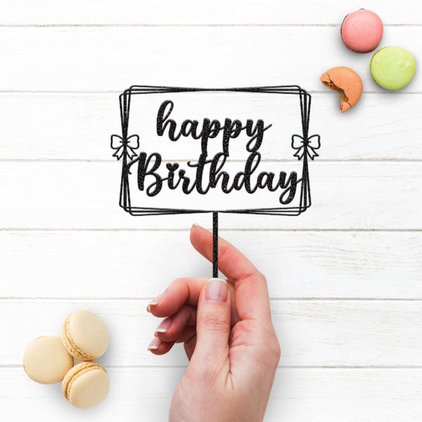 Happy Birthday Ribbon Frame Cake Topper - view 3