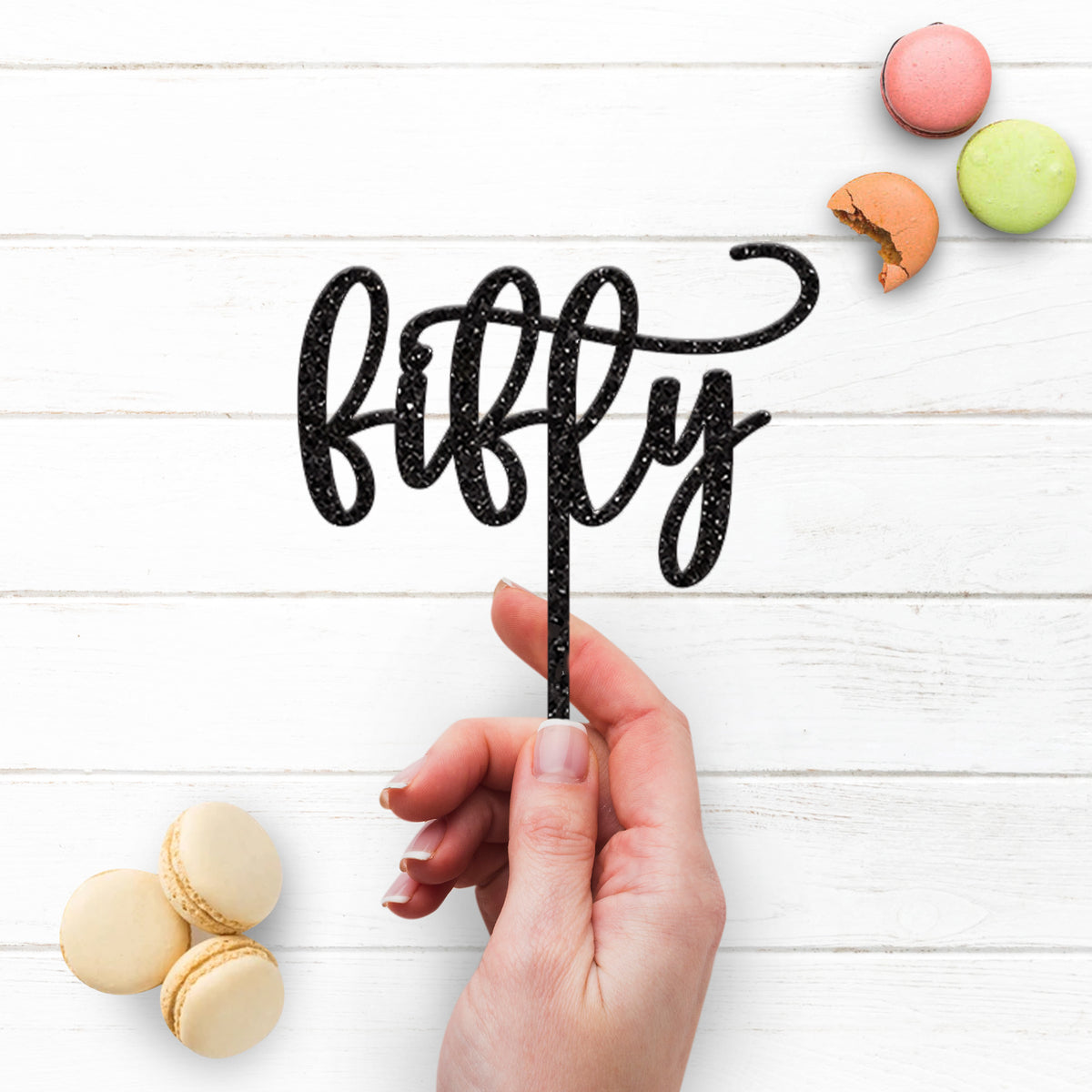 Fifty Script 50th Birthday Cake Topper - view 3