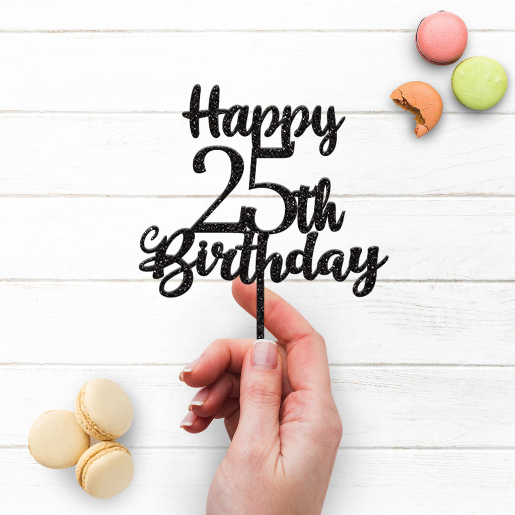 Happy 25th Birthday Script Cake Topper - view 3