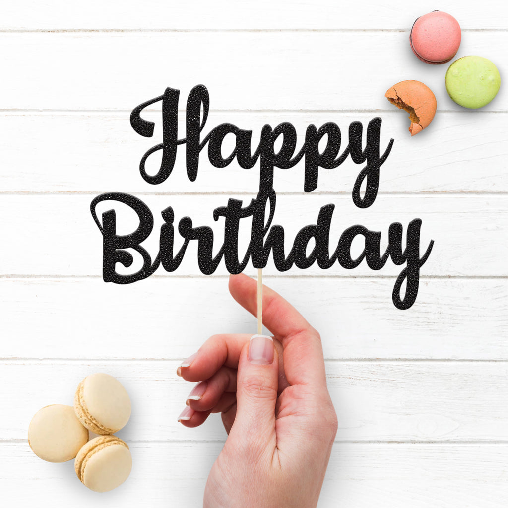 Happy Birthday Looped Script Cake Topper - view 3