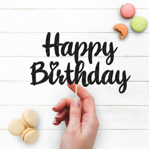 Happy Birthday Simple Script Cake Topper - view 3