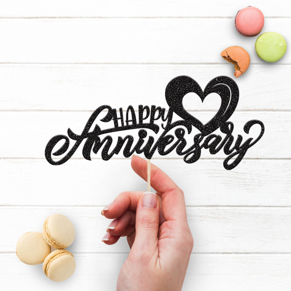 Happy Anniversary Heart Cake Topper - view 3