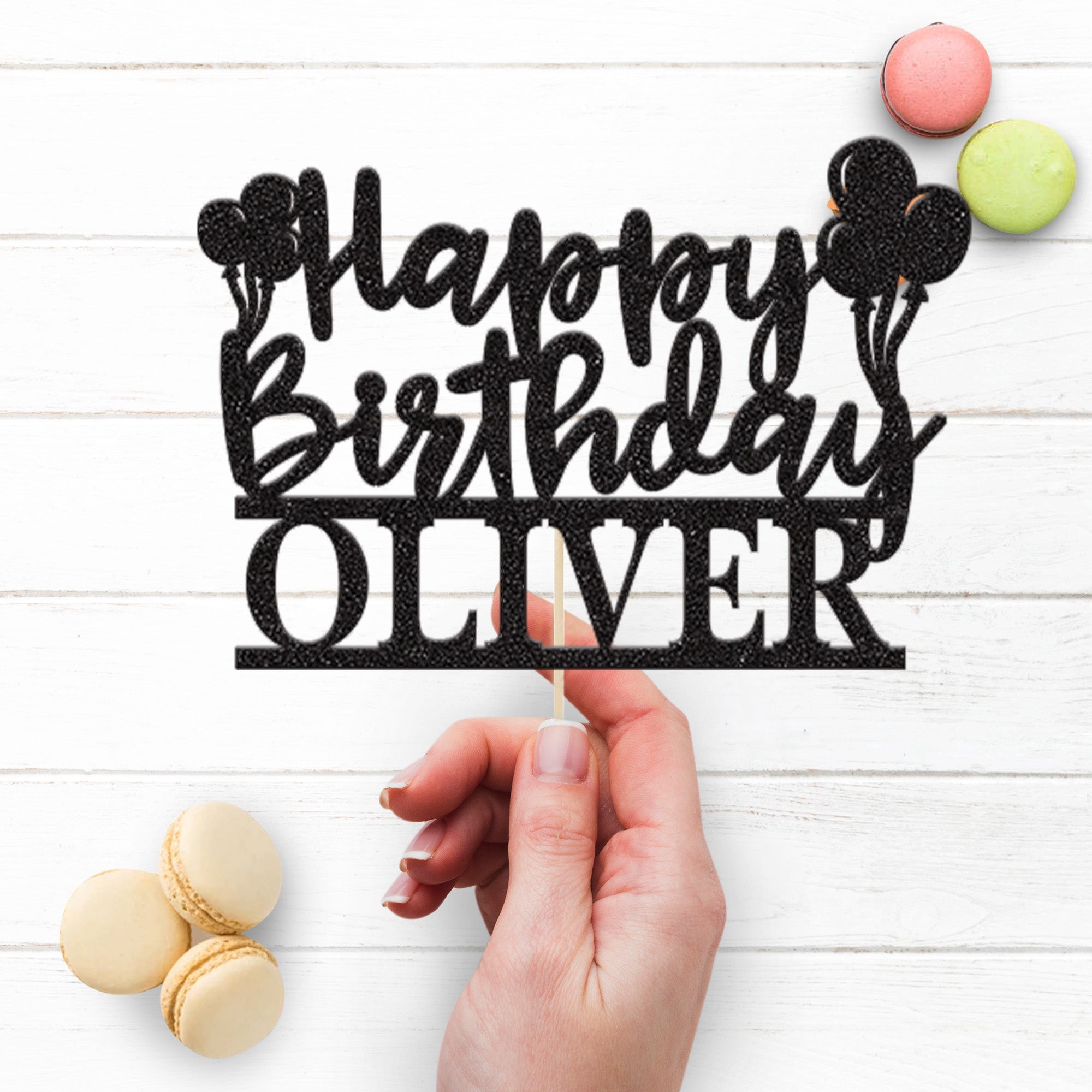 Personalised Birthday Balloon Bunches Cake Topper – Name Secondary image
