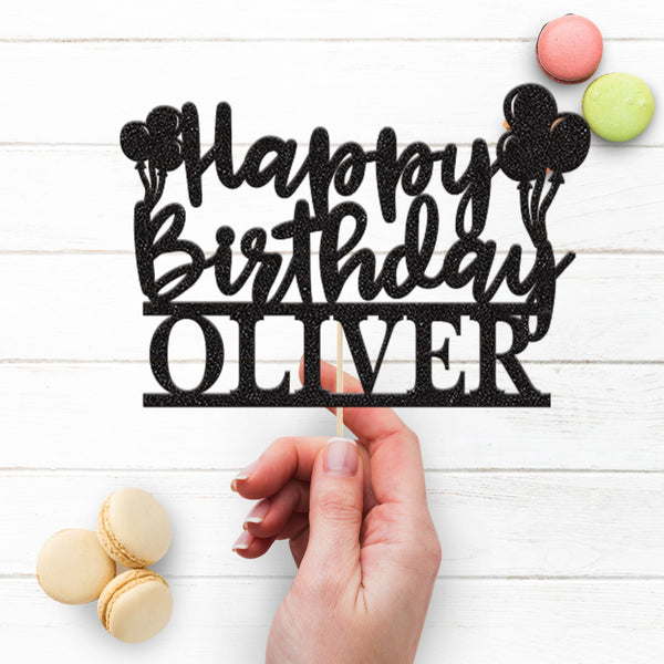 Personalised Birthday Balloon Bunches Cake Topper – Name - view 3