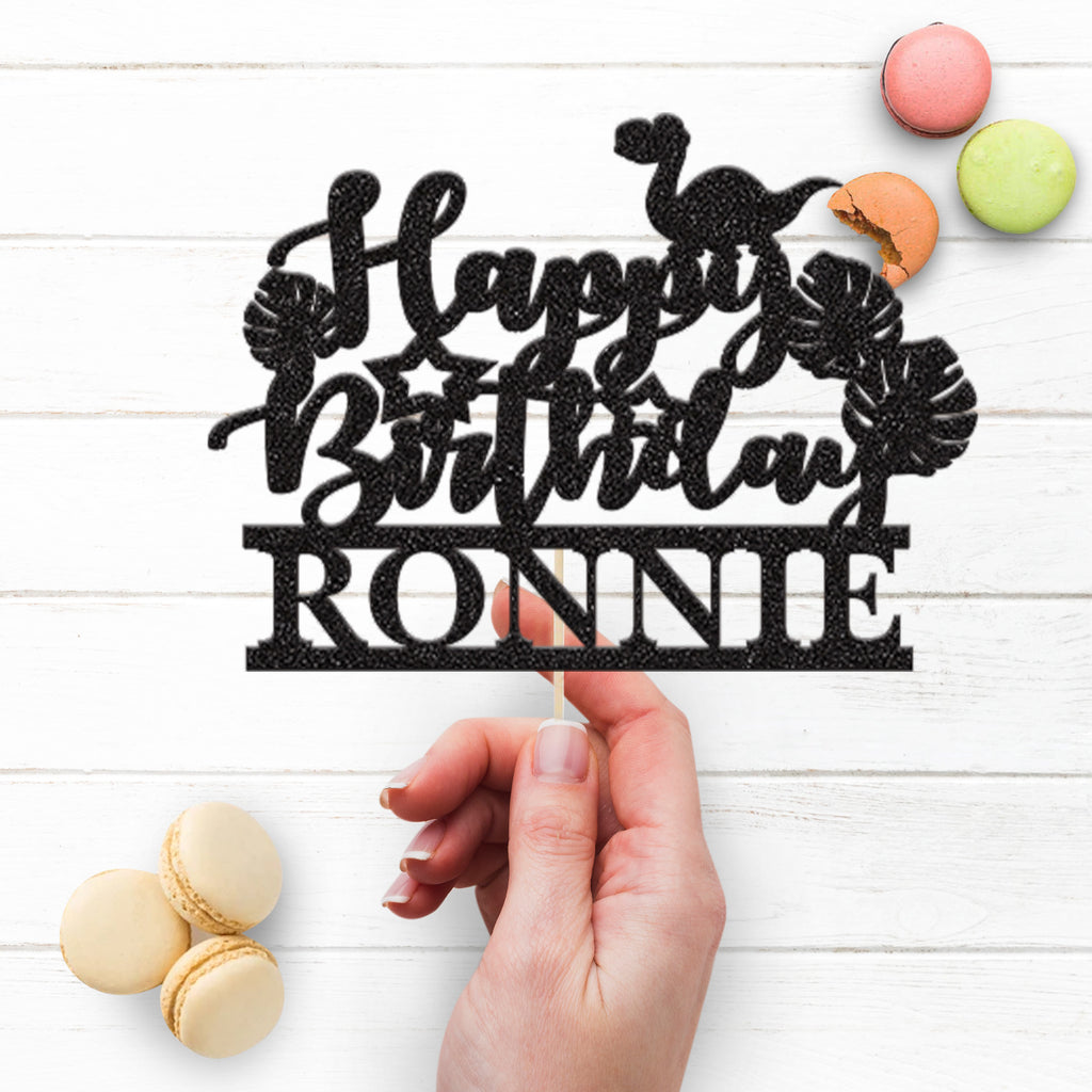 Personalised Dinosaur Jungle Birthday Cake Topper with Name - view 3