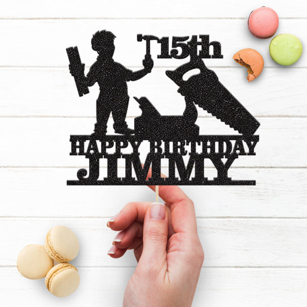 Personalised Handyman Birthday Cake Topper Any Age and Name - view 3